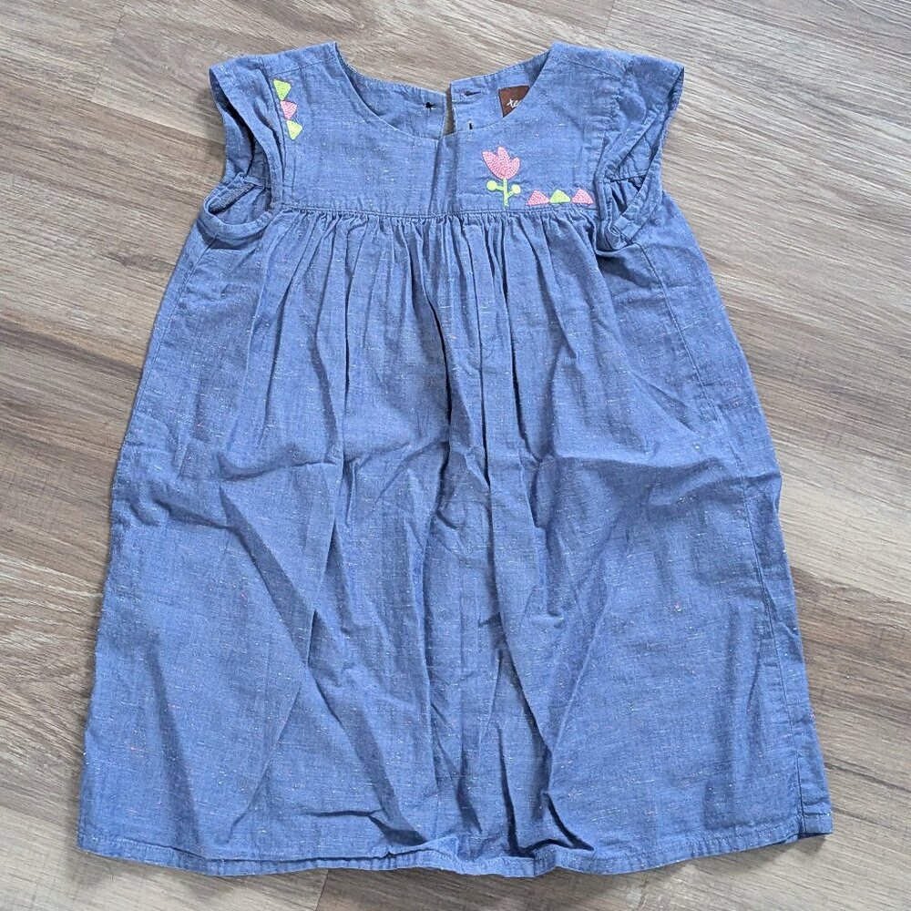 Tea Collection Chambray Embroidered Dress 4T